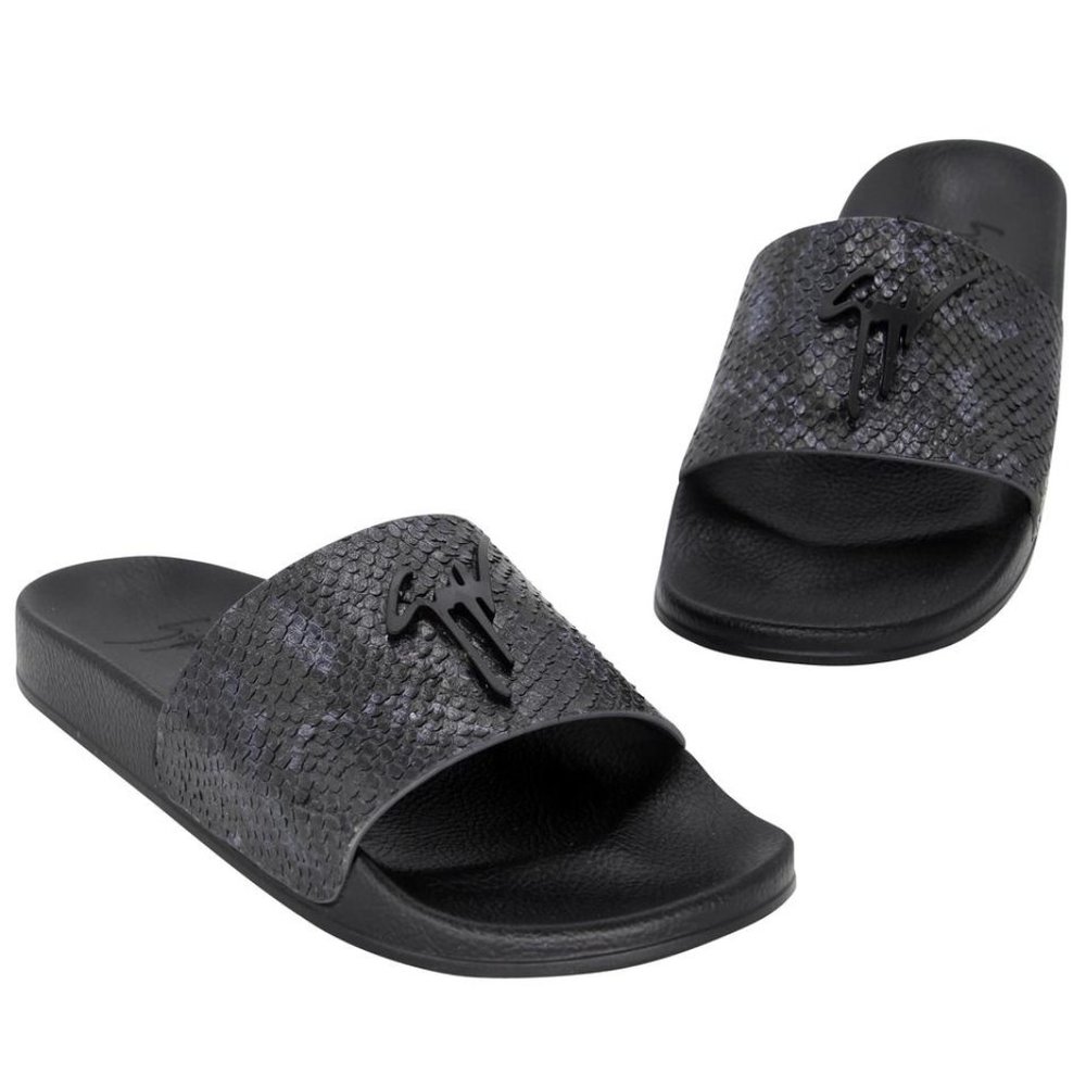 Giuseppe Zanotti Rubber Logo 41 Snakeskin Slide Sandals GZ-0525N-0220